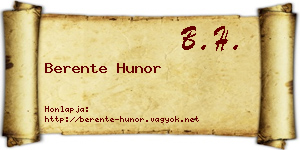 Berente Hunor névjegykártya